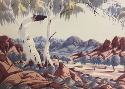 “Untitled Outback Landscape” Gabriel Namatjira (Australian Aboriginal 1941-69) 1