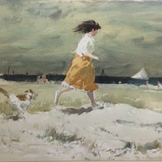 “Child & Dog Playing At Beach” Gerard Lants (Australian 1927-1998)1