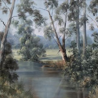 “Untitled Misty River” Pauline Stewart (Aust 1936-) 1