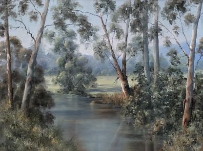 “Untitled Misty River” Pauline Stewart (Aust 1936-) 1