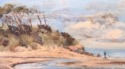 “Anglesea Silhouette” Pauline Reeve on Old Cedar Panel 1