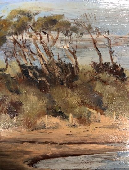“Anglesea Silhouette” Pauline Reeve on Old Cedar Panel 3