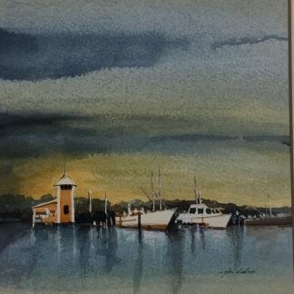 Untitled Mooring Scene At Lakes Entrance Lyle Collins Australian 1