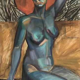“Blue Seated Nude” J Johnson Signed and Dated 50 1