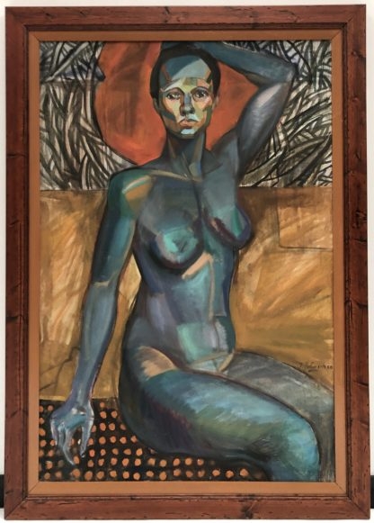 “Blue Seated Nude” J Johnson Signed and Dated 50 2