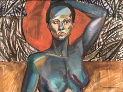 “Blue Seated Nude” J Johnson Signed and Dated 50 3