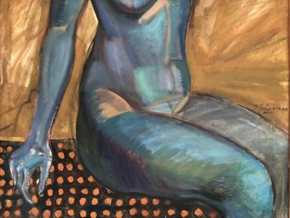 “Blue Seated Nude” J Johnson Signed and Dated 50 4