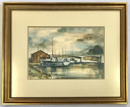 Untitled “South Wharf Boat Shed” Philip Luton (Australian 20th Century) 2