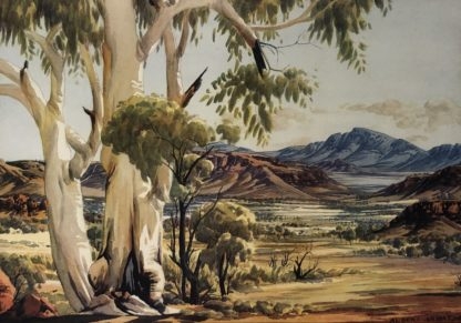 “Ghost Gums MacDonnell Ranges” Vintage Albert Namatjira (Australian Aboriginal 1902–1959) Print 1