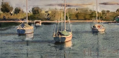 Untitled “Yachts At Anchor” Illegible Signature 1