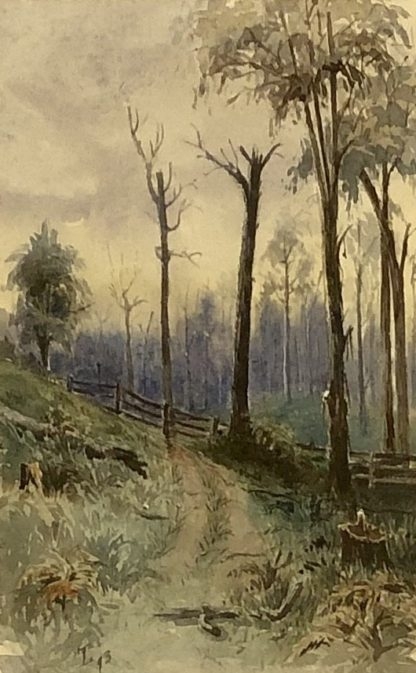 Untitled “Along the Fence” Australian Watercolour Painting Circa 1893 1