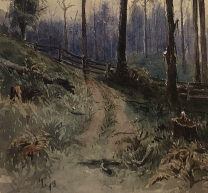 Untitled “Along the Fence” Australian Watercolour Painting Circa 1893 4