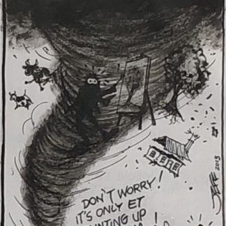 Original Ink & Pencil Cartoon “Don't worry! it's only ET painting up a storm!” Geoffrey Raynor Hook OAM (1928 – 2018) 1