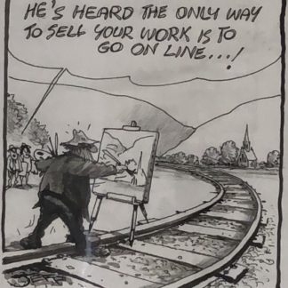 Original Ink & Pencil Cartoon “He’s Heard The Only Way To Sell Your Work Is To Go On Line..!” Geoffrey Raynor Hook OAM (1928 – 2018) 1