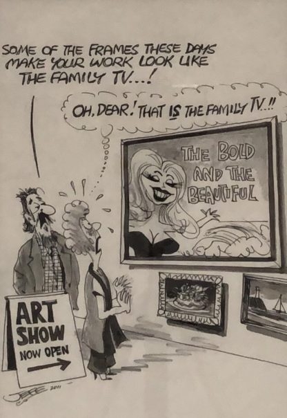 Original Ink & Pencil Cartoon “Some Of The Frames These Days Make Your Work Look Like The Family TV…!” Geoffrey Raynor Hook OAM (1928 – 2018) 1