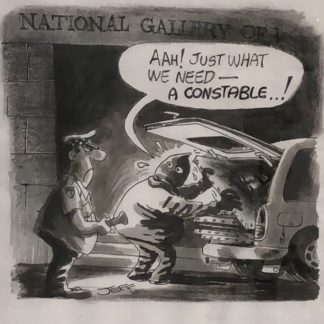 Original Ink & Pencil Cartoon “AAH! Just What We Need A Constable!” Geoffrey Raynor Hook OAM (1928 – 2018) 1