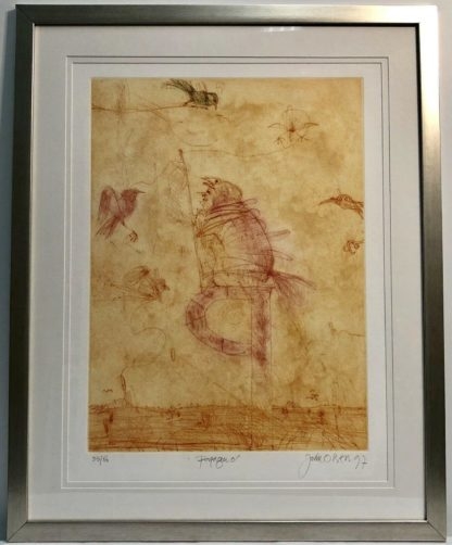 Limited Edition Etching “Papageno” professionally framed John Olsen AO OBE (Australian 1928-) 3