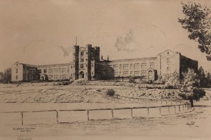 Rare Etching “The Melbourne High School South Yarra” Victor Ernest Cobb