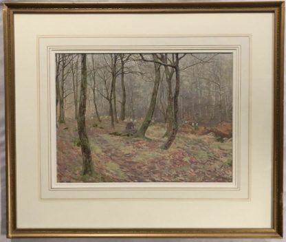 Original Gouache Painting by J M Southern “Winter Morning in the Wood” 1880 By J M Southern (19th – 20th Century British [exh 1874 -1892]) 3