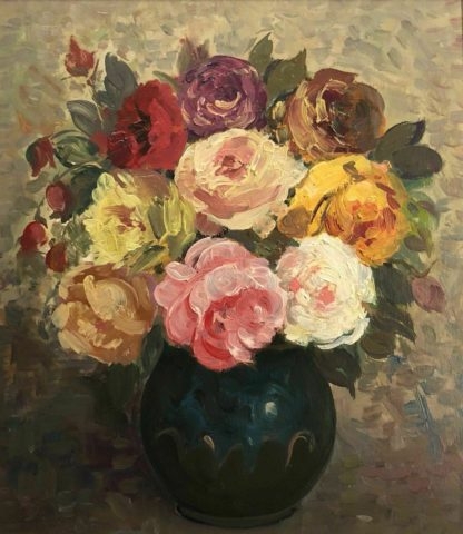 Original Oil Painting “Roses” By Emile Bednes (Australian 1938- ) 1