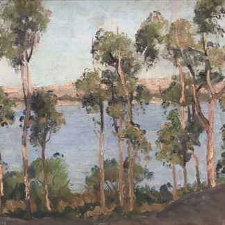 “Gumtrees At River” By Isabel Mackenzie (English/20th Century Australian 1890-1977)