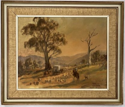 Ambrose Sylvester Griffin (Aust 1912-1980) “Sheep Muster” Oil Painting 3