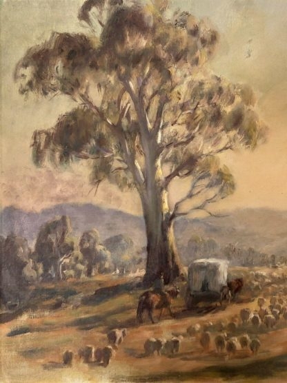 Ambrose Sylvester Griffin (Aust 1912-1980) “Sheep Muster” Oil Painting 5