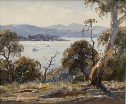 Original Oil Painting 'Hawkesbury River Light Near Brooklyn' By Leon William Hanson (Australian 1918 - 2011) 1