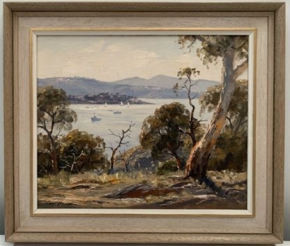 Original Oil Painting 'Hawkesbury River Light Near Brooklyn' By Leon William Hanson (Australian 1918 - 2011) 2