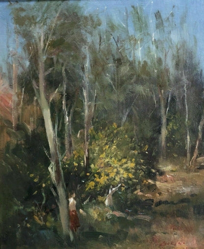 Original Oil Painting “springtime Bush” By Otto Boron (italy Australia 1935 )