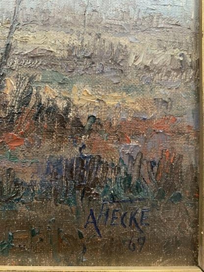 Original Oil Painting “Landscape with Water” By (Arthur Van Hecke (France 1924-2003) Signature Unverified) 7