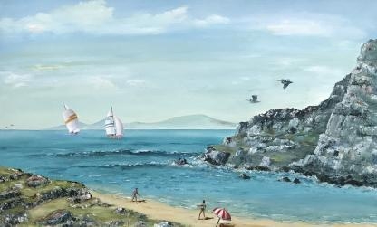 “Summer Solitude” Beach Scene Oil Painting By By Alan Maas