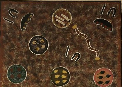 Australian Aboriginal Hilda Nambula “Bush Tucker” Painting Utopia Art Community NT 5