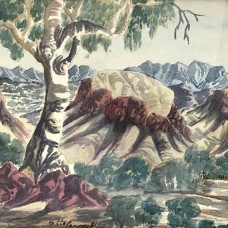 “Outback Mountains” Untitled Watercolour Painting By Otto Pareroultja