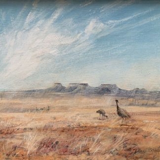 'Emus In The Desert' Untitled William “Bill” Beavan (Aust 1944 – 2005) 1