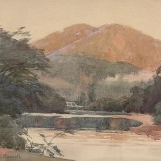 Watercolour by John Thomas Rowell (1894-1973) Forest Mountain Landscape