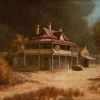 Original Oil Painting By Warren William Curry (Australia 1945-) “Hotel Coolac”