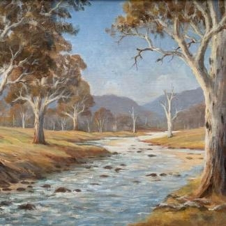 River Landscape with Gums (Untitled) By Leslie Sands (1917-) 1