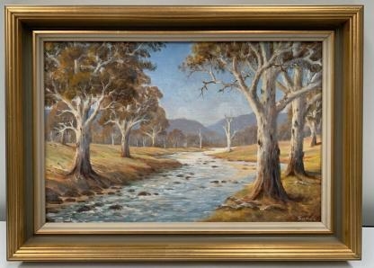 River Landscape with Gums (Untitled) By Leslie Sands (1917-) 2