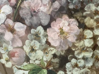 “Almond Blossoms” Untitled Watercolour By S Keck 1883 8