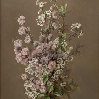 “Almond Blossoms” Untitled Watercolour By S Keck 1883
