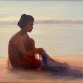 Original Oil Painting On Board “Woman With Fishing Line” By Pip Todd Warmoth