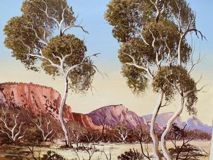 “Red Cliffs With Billabong” Untitled Oil Painting By Henk Guth 6