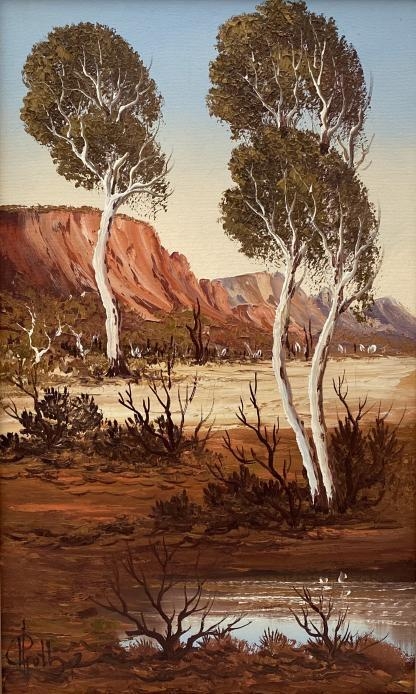 “Desert Billabong” Untitled Oil Painting By Henk Guth