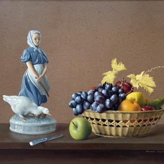 “Figure & Grapes” Untitled Tempera Oil Painting By Francis Dennis Ramsay