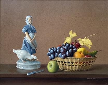 “Figure & Grapes” Untitled Tempera Oil Painting By Francis Dennis Ramsay