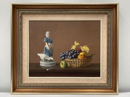 “Figure & Grapes” Untitled Tempera Oil Painting By Francis Dennis Ramsay 1