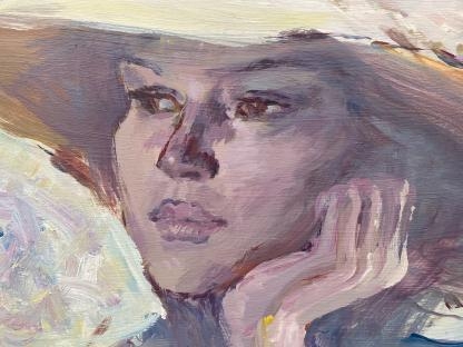 “Period Lady” Untitled Portrait Painting By Gerard Lants (Australian 1927-1998) 6