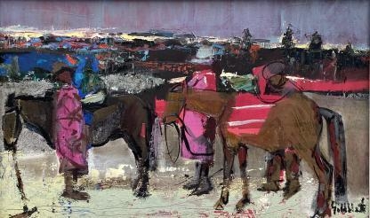 “Mountain Donkeys” Untitled Oil Painting By Sidney Goldblatt
