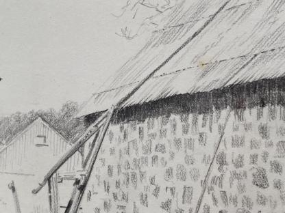 “The Farmyard” Untitled Pencil Drawing By Arno Rodger Geneish (European/Australian 1929-) 7